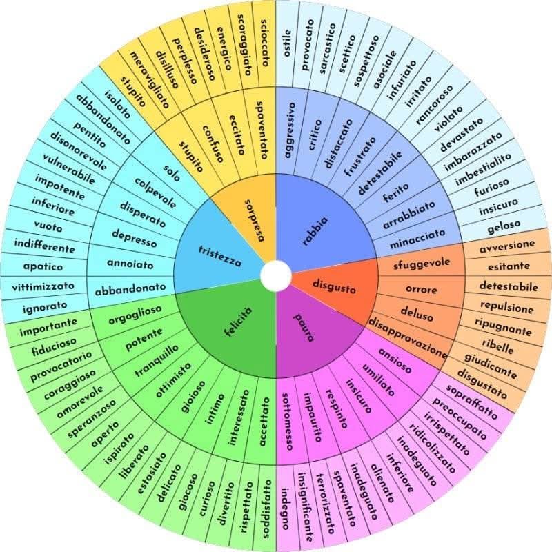 La ruota delle emozioni Studio Psicologia CFT Trento e Rovereto